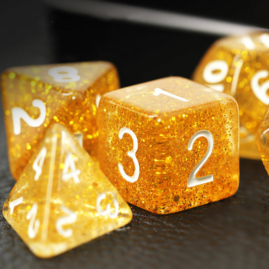 Golden Foil Transparent Dice Set