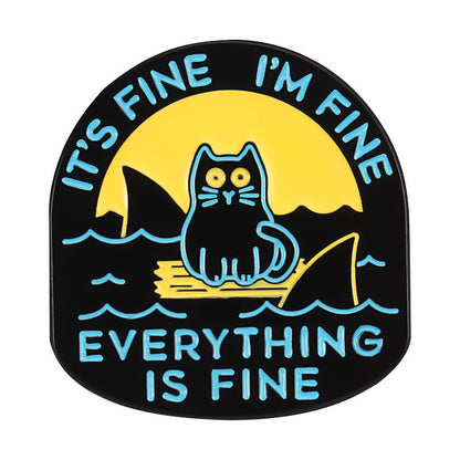 Snarky Cat - I'm Fine - It's Fine - Everything's Fine - D20 Enamel Pins