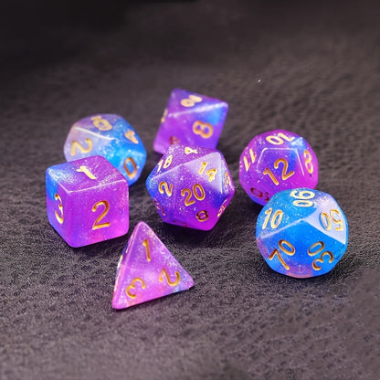 Pink And Blue Star Galaxy Dice Set