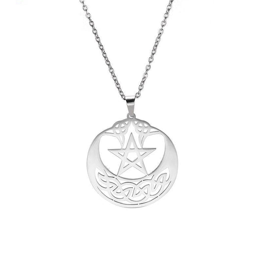 Celtic Crescent Moon Pentacle Necklace