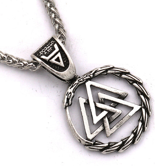 Viking Triangle Knot Dragon Amulet Necklace