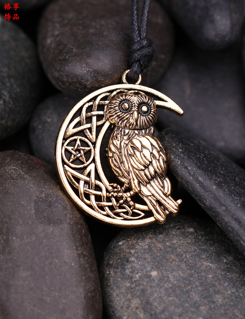 Moon Pentacle Owl Necklace