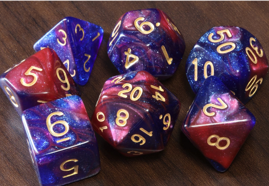 Red Purple and blue Galaxy Dice Set