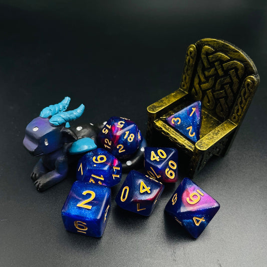 Astral Plane DnD Dice Set | Red Blue Swirling Galaxy