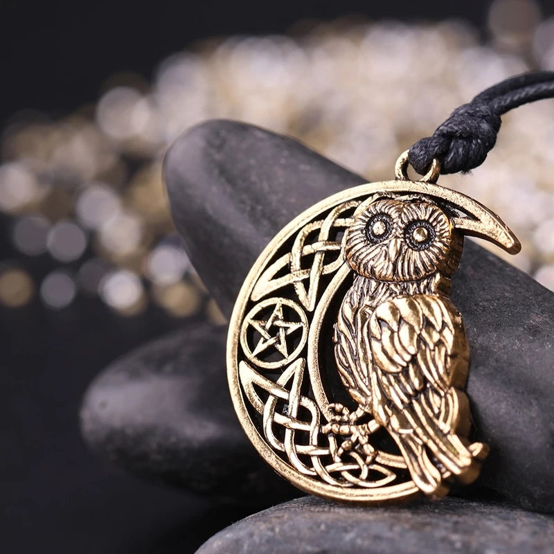 Moon Pentacle Owl Necklace