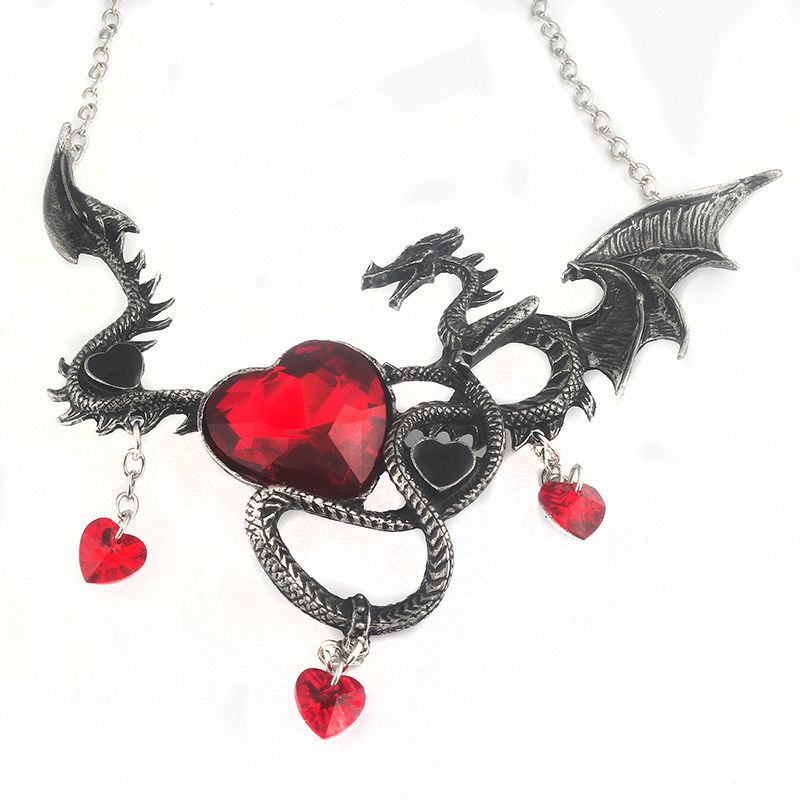 Heart-shaped Sapphire Dragon Necklace