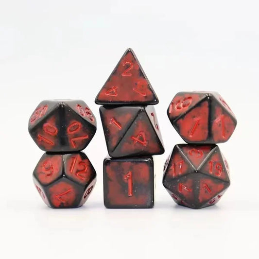 Retro black red Dice set