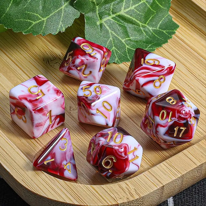 Red White "Dragon's Blood" Polyhedral Dice Set