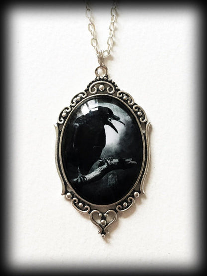 Raven's Wisdom and Rose Glass Necklace