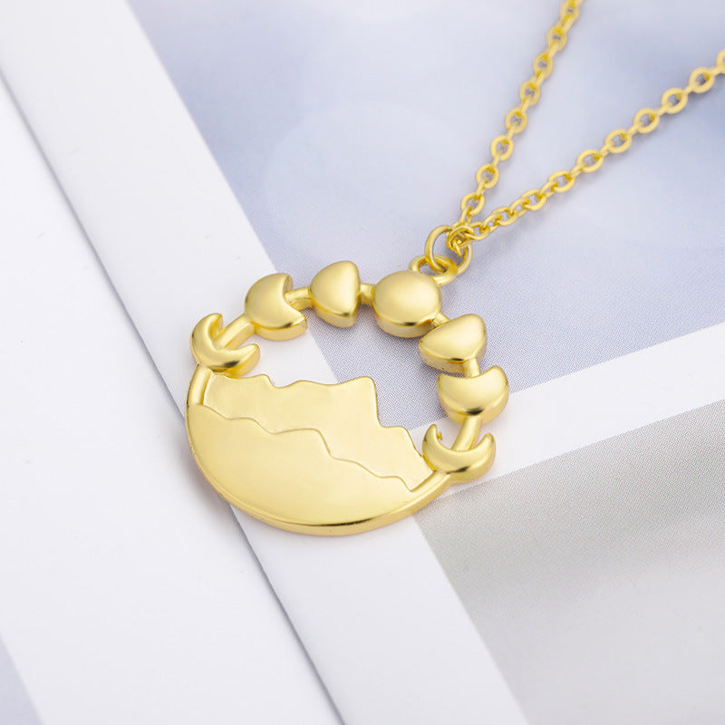 Moon Phase Mountains Necklace
