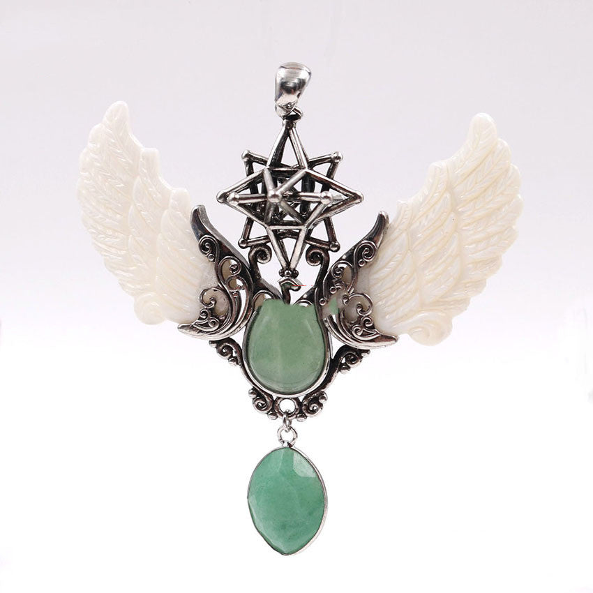 Enchanted Crystal Angel Wing Merkaba Pendant