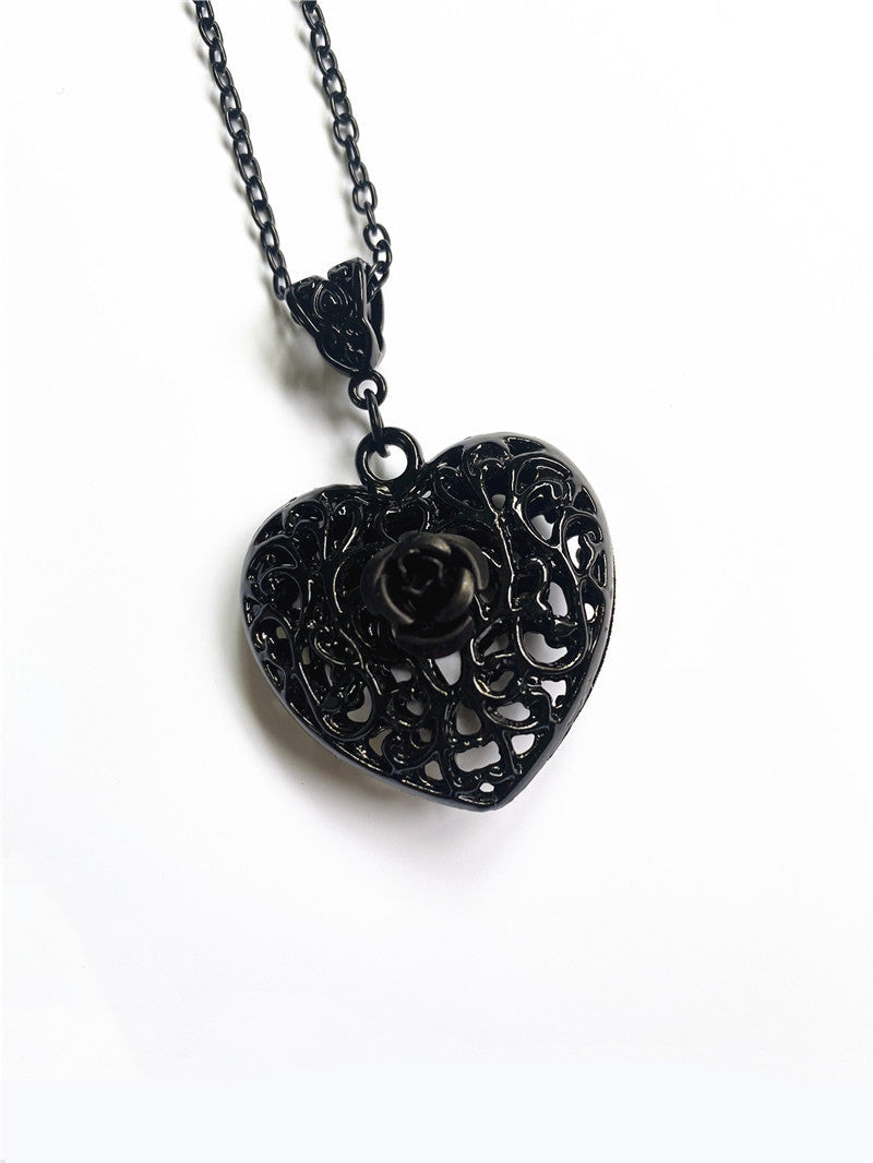 Filigree Heart Rose Necklace
