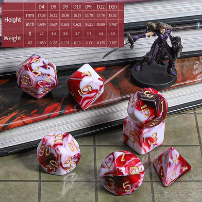 Red White "Dragon's Blood" Polyhedral Dice Set