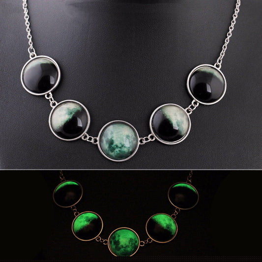 MOON PHASES GLOW IN DARK NECKLACE