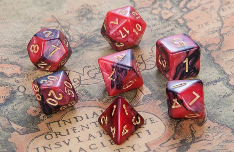 Red Marble Dice Set