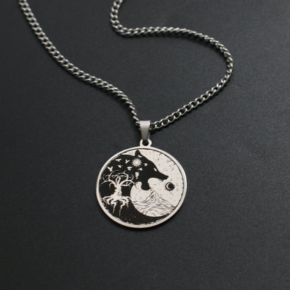 The Wolf Howling At The Moon Necklace