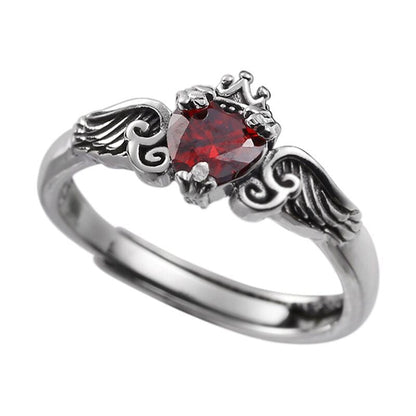Heavenly Love Red Heart Crown Ring