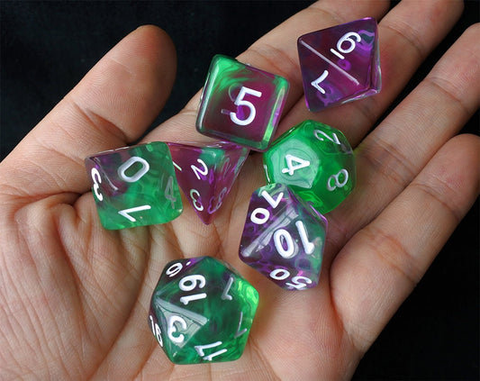 Ghost Serpent - Trans Green & Purple dice set