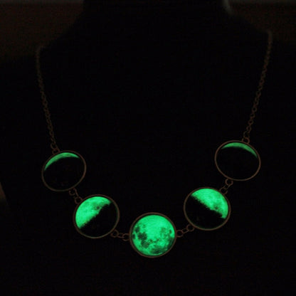 MOON PHASES GLOW IN DARK NECKLACE